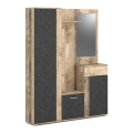 NOLAN entryway wall unit with mirror, brown/graphite