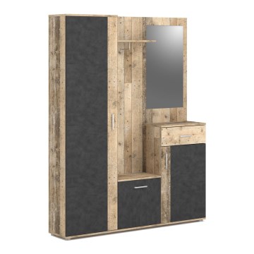 NOLAN entryway wall unit with mirror, brown/graphite