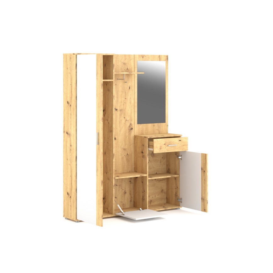 NOLAN Hallway Wall Unit with Mirror, Artisan Oak/White