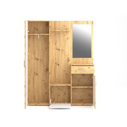 NOLAN Hallway Wall Unit with Mirror, Artisan Oak/White