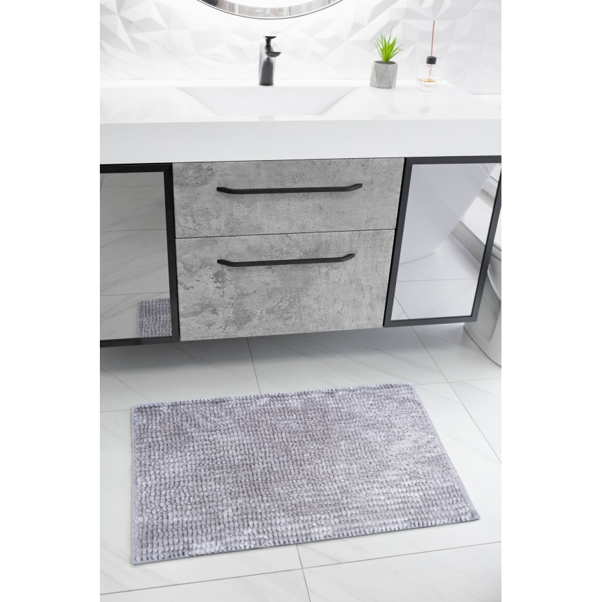 Non-slip CHENILLE bath mat 50x80 cm, grey