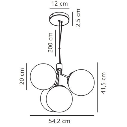 Nordlux - Chandelier on a string IVONA 4xE27/28W/230V black