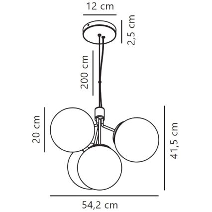 Nordlux - Chandelier on a string IVONA 4xE27/28W/230V gold