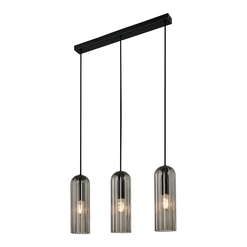 Nordlux - Cord-hung pendant MIELLA 3xE27/25W/230V Black/Smoked