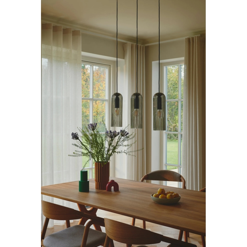 Nordlux - Cord-hung pendant MIELLA 3xE27/25W/230V Black/Smoked