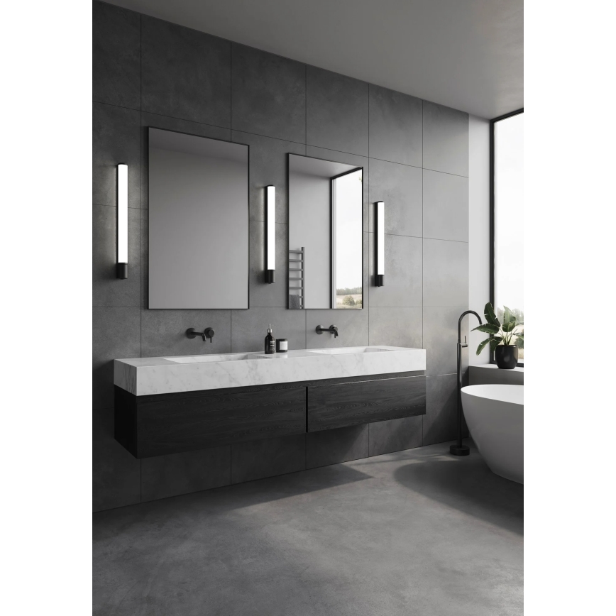Nordlux - LED bathroom mirror light with integrated socket MALAIKA LED/15W/230V IP44 68.4 cm black