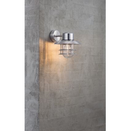 Nordlux - Outdoor wall light BLOKHUS 1xE27/60W/230V IP54 silver