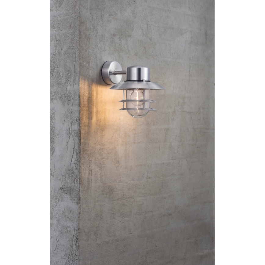 Nordlux - Outdoor wall light BLOKHUS 1xE27/60W/230V IP54 silver