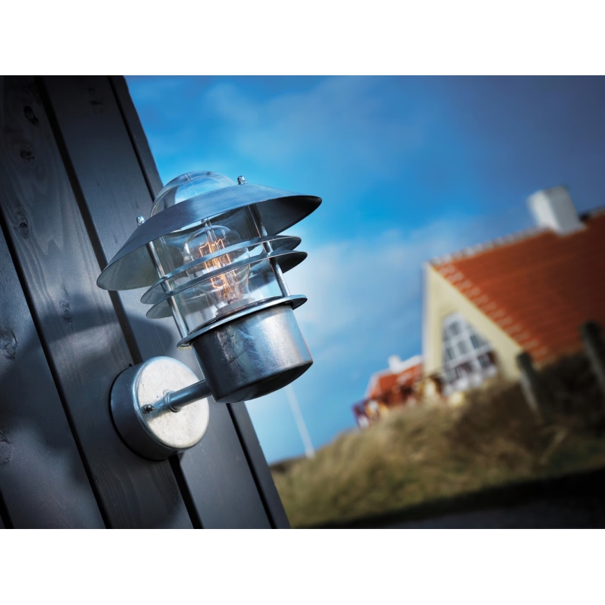 Nordlux - Outdoor wall light BLOKHUS 1xE27/60W/230V IP54 silver