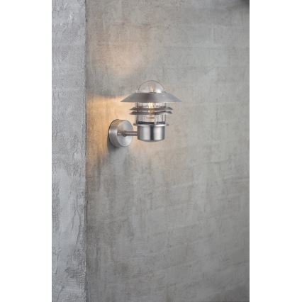 Nordlux - Outdoor wall light BLOKHUS 1xE27/60W/230V IP54 silver