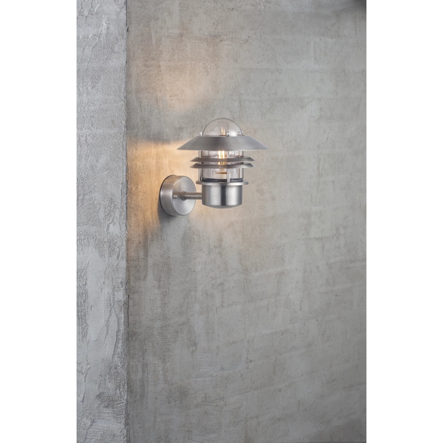 Nordlux - Outdoor wall light BLOKHUS 1xE27/60W/230V IP54 silver