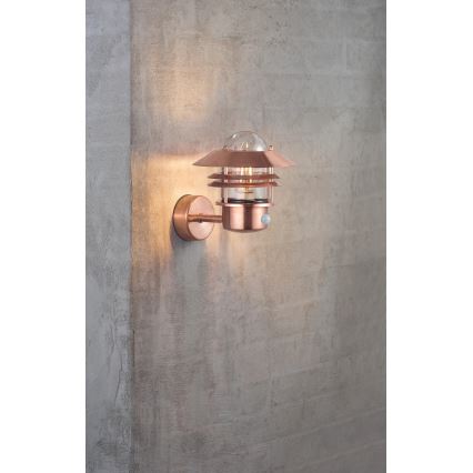 Nordlux - Outdoor wall light with a sensor BLOKHUS 1xE27/60W/230V IP54 copper
