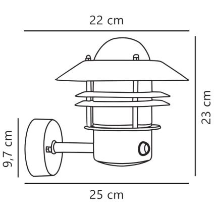 Nordlux - Outdoor wall light with a sensor BLOKHUS 1xE27/60W/230V IP54