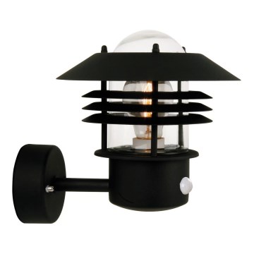 Nordlux - Outdoor wall light with sensor VEJERS 1xE27/60W/230V IP54 black