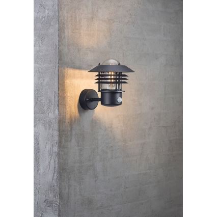 Nordlux - Outdoor wall light with sensor VEJERS 1xE27/60W/230V IP54 black