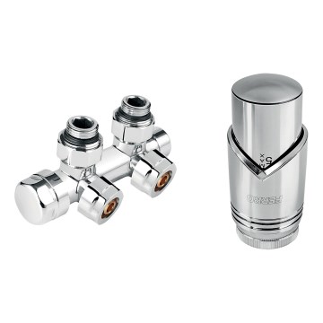 Novaservis - Angled radiator set for center connection, polished chrome