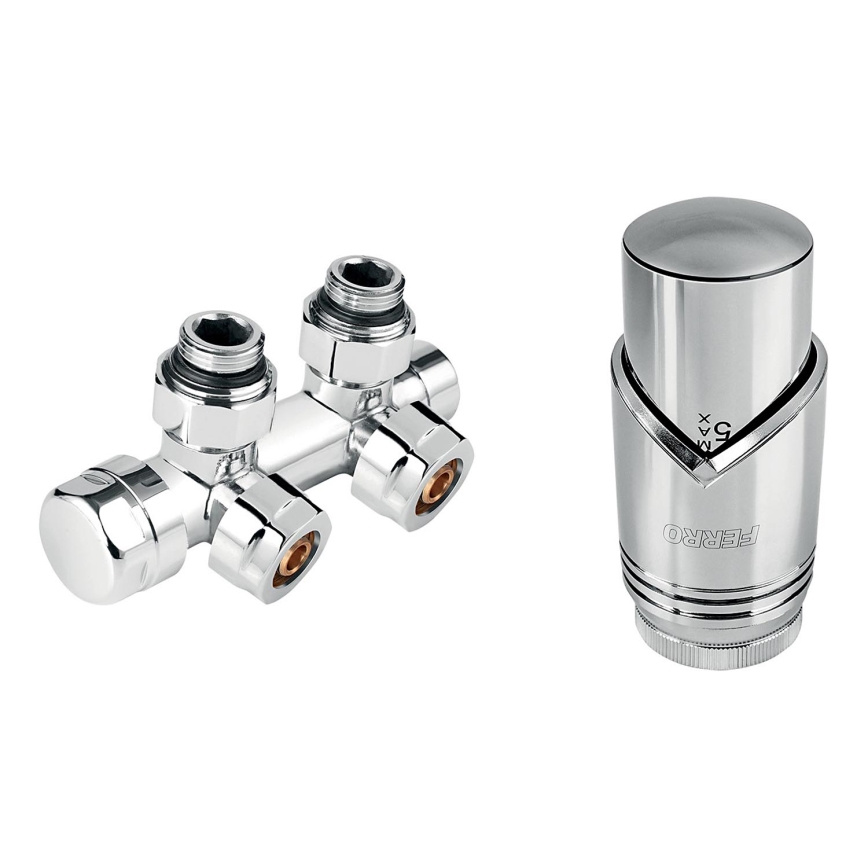 Novaservis - Angled radiator set for center connection, polished chrome