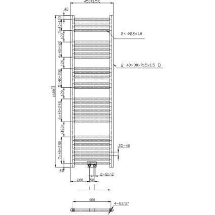 Novaservis - Bathroom ladder-style heated towel rail 423W/230V 160x45 cm, Glossy Chrome, Straight