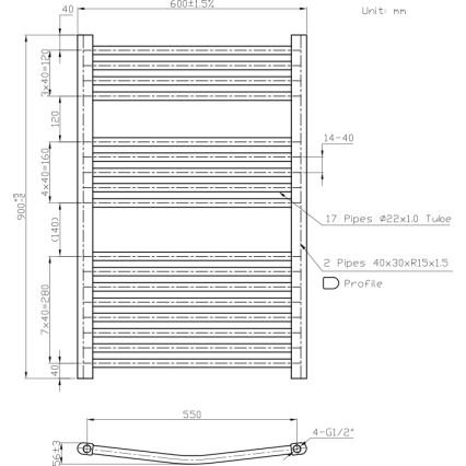 Novaservis - Bathroom ladder towel radiator 478W/230V 90x60 cm white rounded