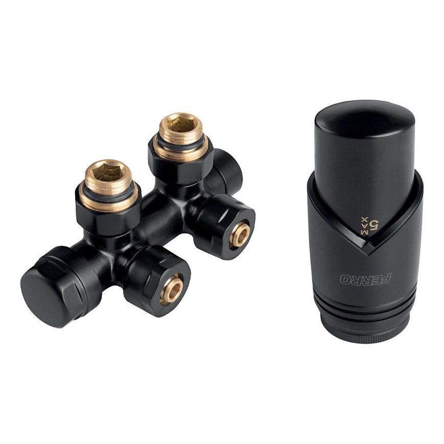 Novaservis - Corner radiator set with central connection, black