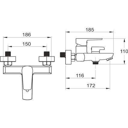 Novaservis - METALIA Bathtub Set with Black Mixer