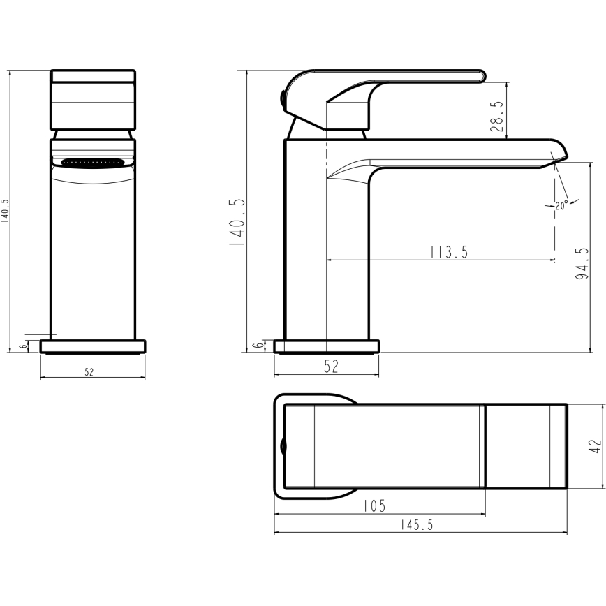 Novaservis - NOBLESS SHARP Basin Mixer, Polished Chrome