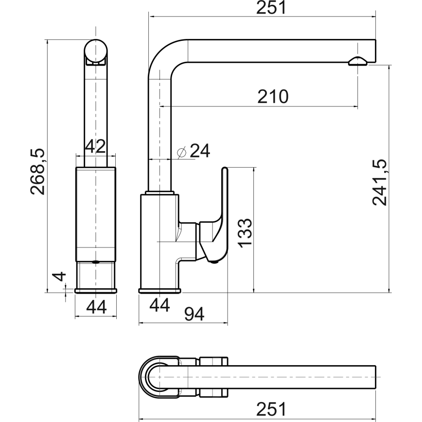 Novaservis - NOBLESS SHARP Kitchen Sink Faucet, Polished Chrome