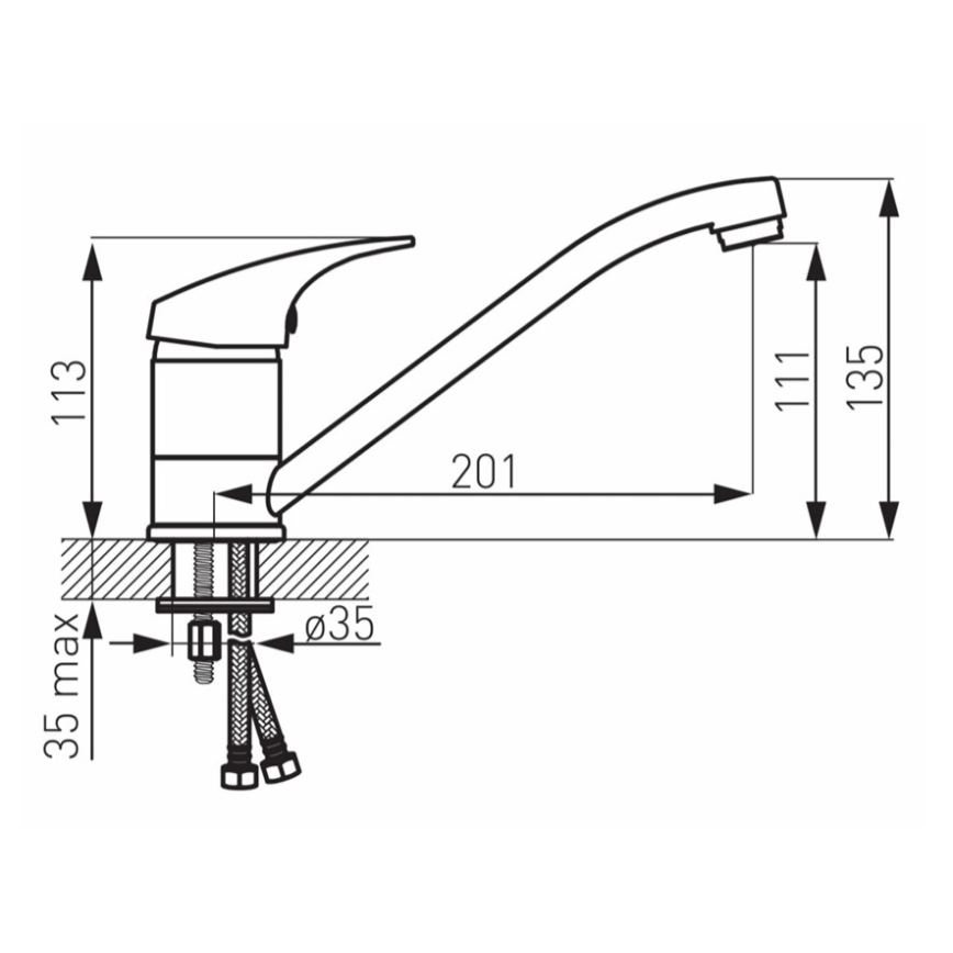 Novaservis - ONE Kitchen Faucet, Polished Chrome