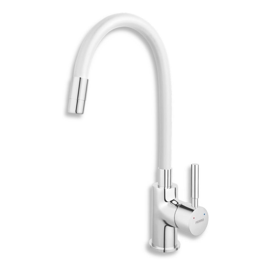 Novaservis - Sink tap with flexible arm shiny chrome/white