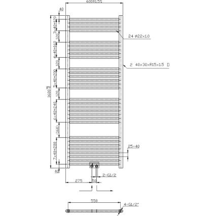 Novaservis - Straight Black Bathroom Towel Radiator 836W/230V 160x60 cm
