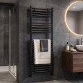 Novaservis - Straight black ladder-style heated towel radiator 490W/230V 120x45 cm