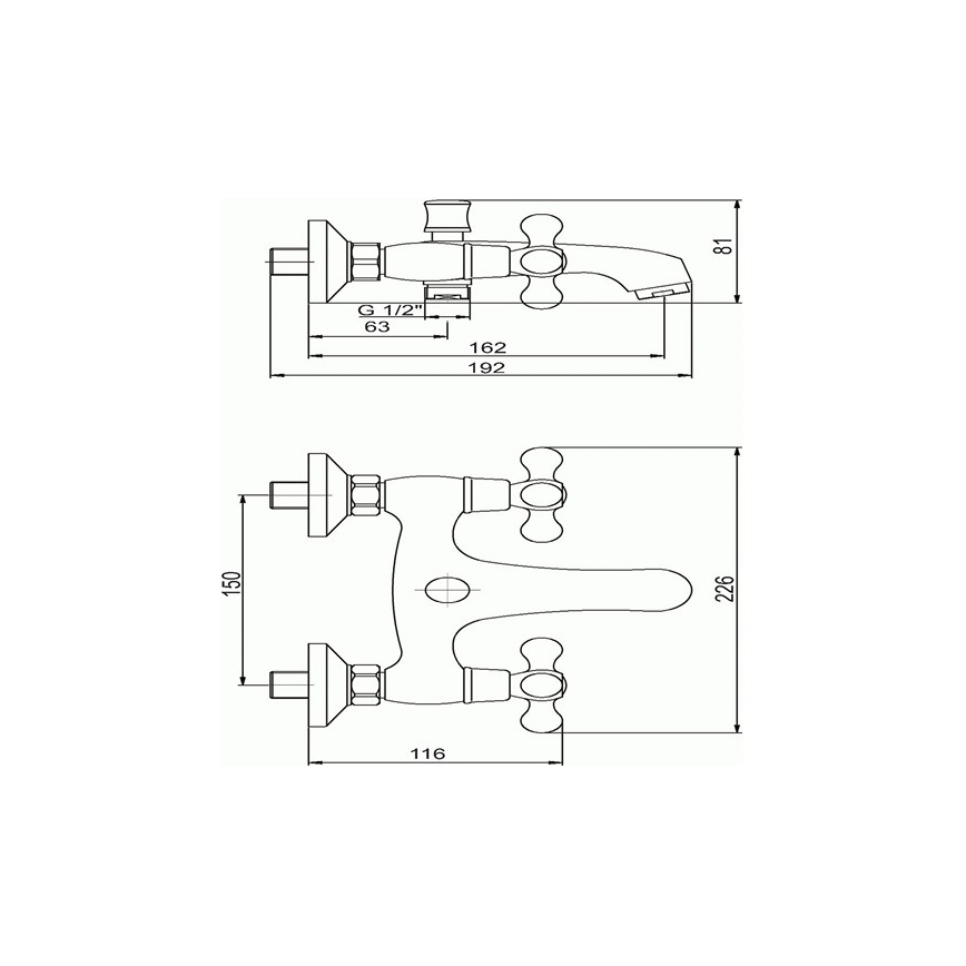 Novaservis - TITANIA RETRO Bath Mixer, Polished Chrome