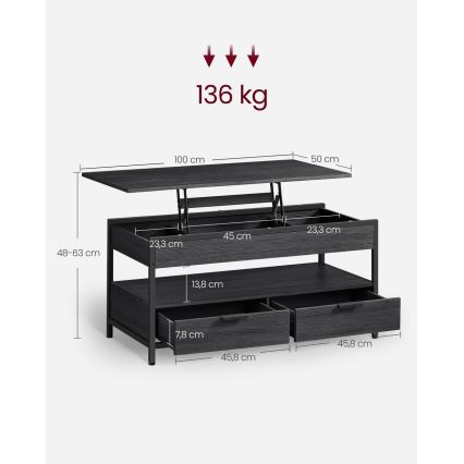 NYRO Lift-Top Coffee Table, Black