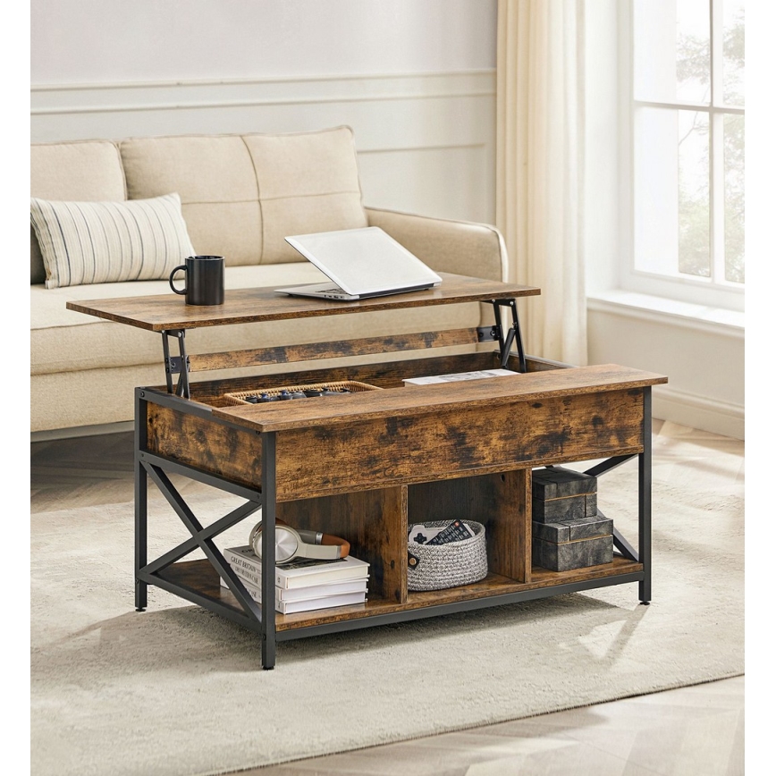 NYRO Lift-Top Coffee Table, Brown/Black