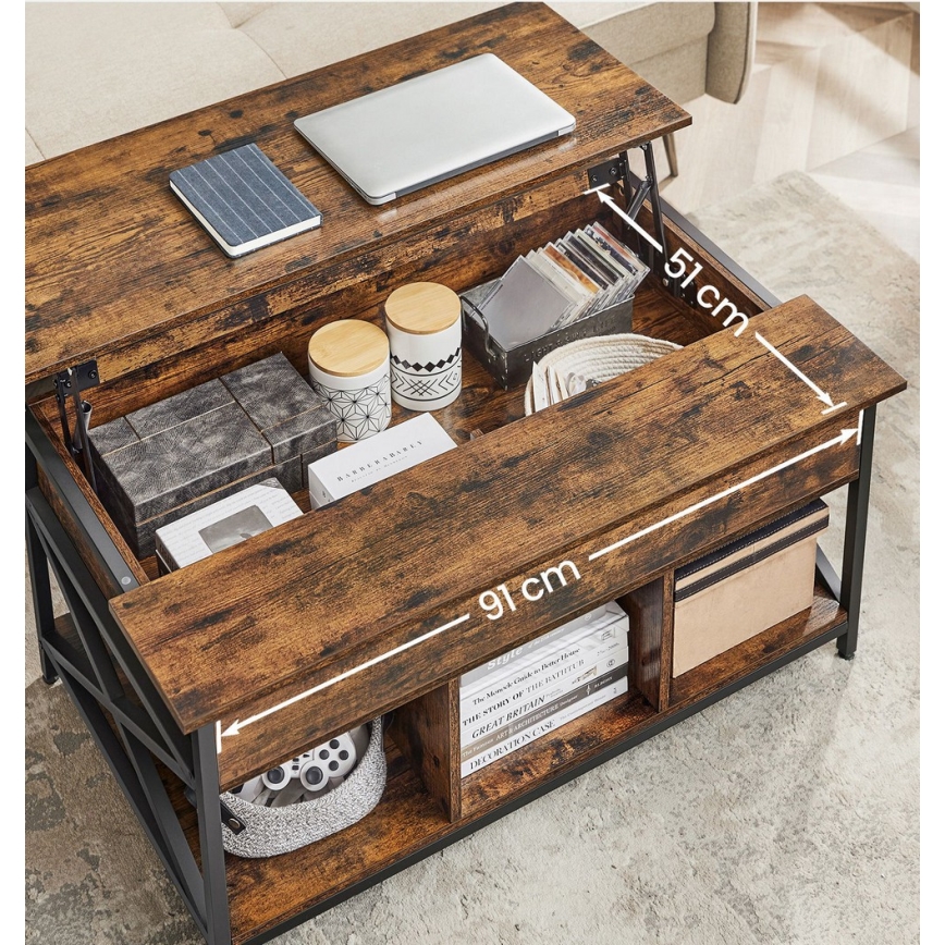 NYRO Lift-Top Coffee Table, Brown/Black