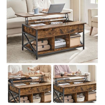 NYRO Lift-Top Coffee Table, Brown/Black