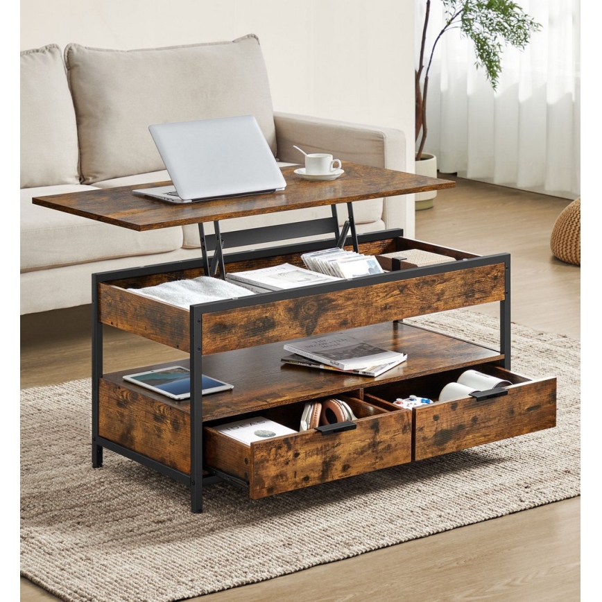 NYRO Lift-Top Coffee Table, Brown/Black