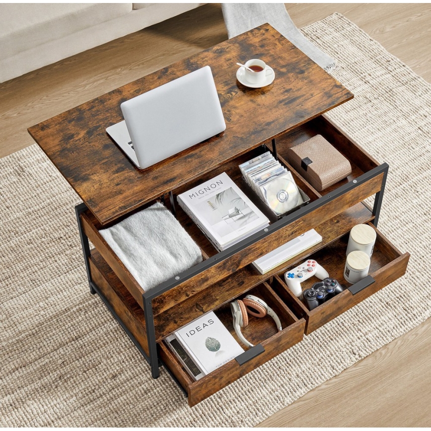 NYRO Lift-Top Coffee Table, Brown/Black