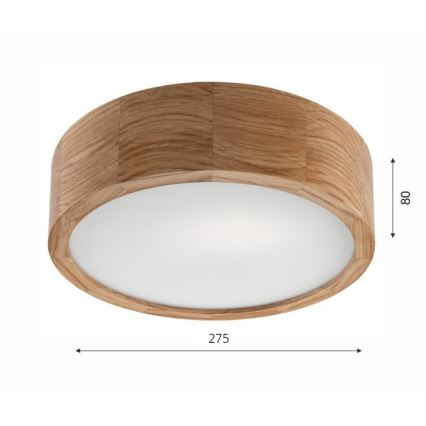 OAK Ceiling Light 1x E27/60W/230V, Oak, Ø 27.5 cm