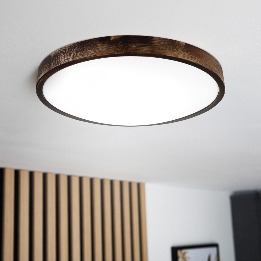 OAK SLIM LED Ceiling Light, 36W, 230V, 4000K, Ø 47 cm, Oak/Dark Brown