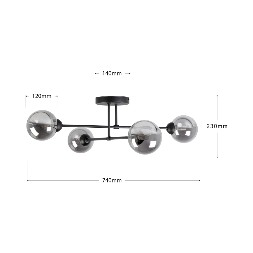 OBSIDIAN Flush-Mount Chandelier 4xG9/10W/230V Black/Smoked Gray