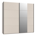 ODEN Wardrobe with Mirror 220 x 210 cm, Beige