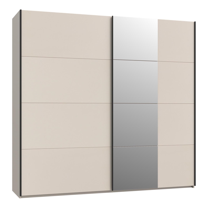ODEN Wardrobe with Mirror 220 x 210 cm, Beige