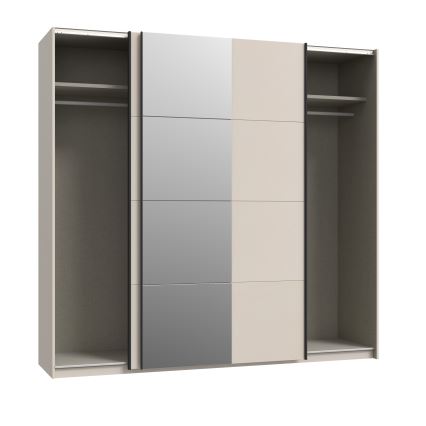 ODEN Wardrobe with Mirror 220 x 210 cm, Beige