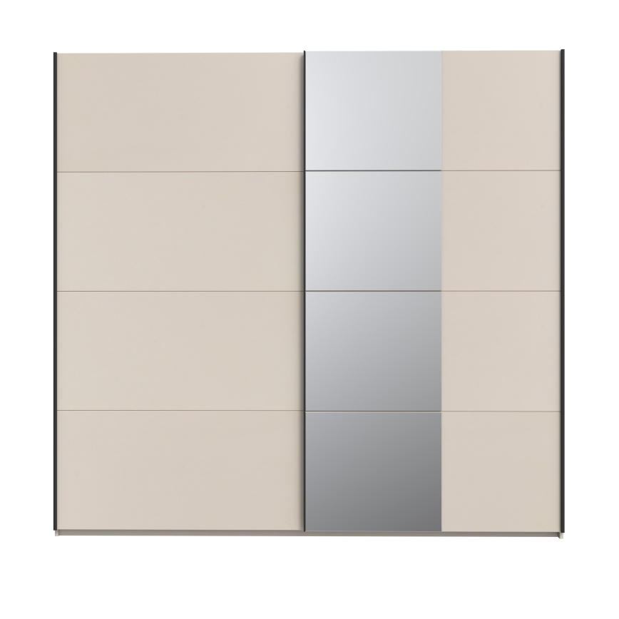 ODEN Wardrobe with Mirror 220 x 210 cm, Beige