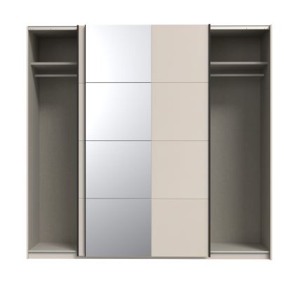 ODEN Wardrobe with Mirror 220 x 210 cm, Beige