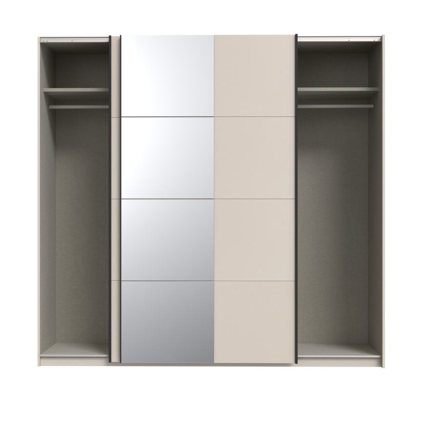 ODEN Wardrobe with Mirror 220 x 210 cm, Beige