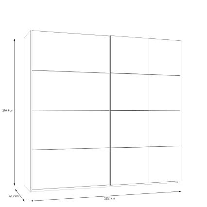 ODEN Wardrobe with Mirror 220 x 210 cm, Beige