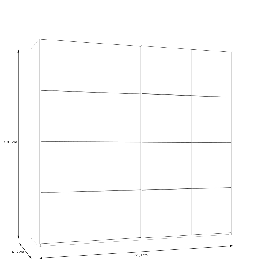 ODEN Wardrobe with Mirror 220 x 210 cm, Beige