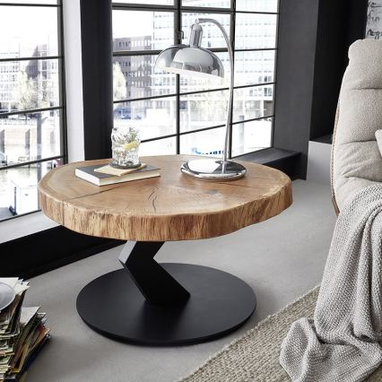ODIN Coffee Table Ø 75 cm, Oak/Black